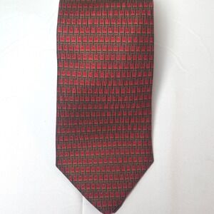 Raphael All Silk Roma Milano‎ Handmade Men Tie Red Geometric Pattern